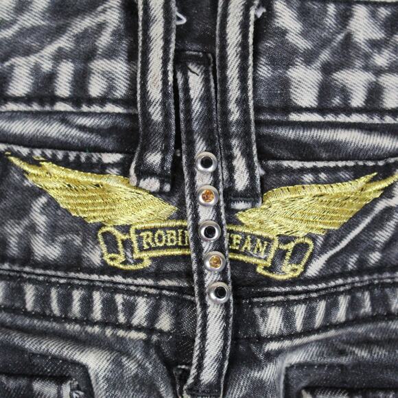 Robins Jean Long Flap Mens 36 Black Gray Studded Biker Y2K D5851 BRNSNAKE - Picture 11 of 12
